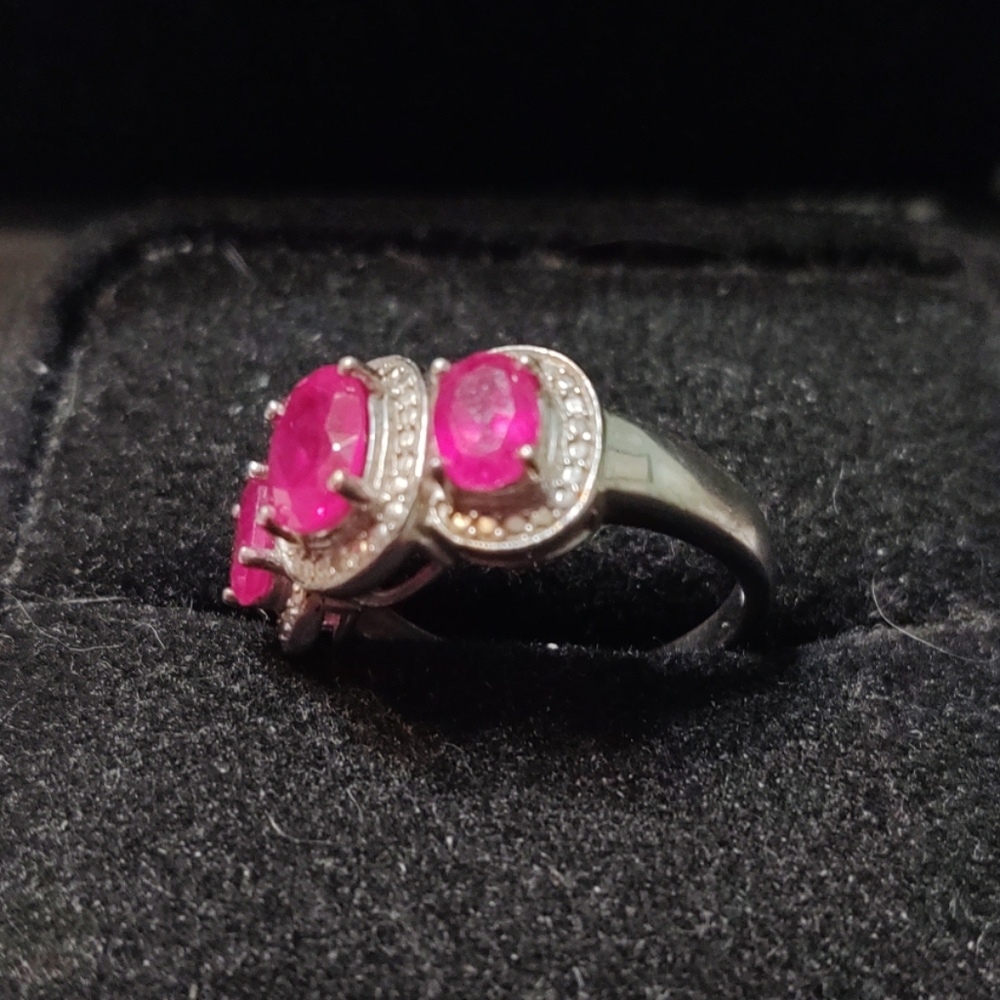 Two Carat Ruby Sterling Silver Ring - image 3